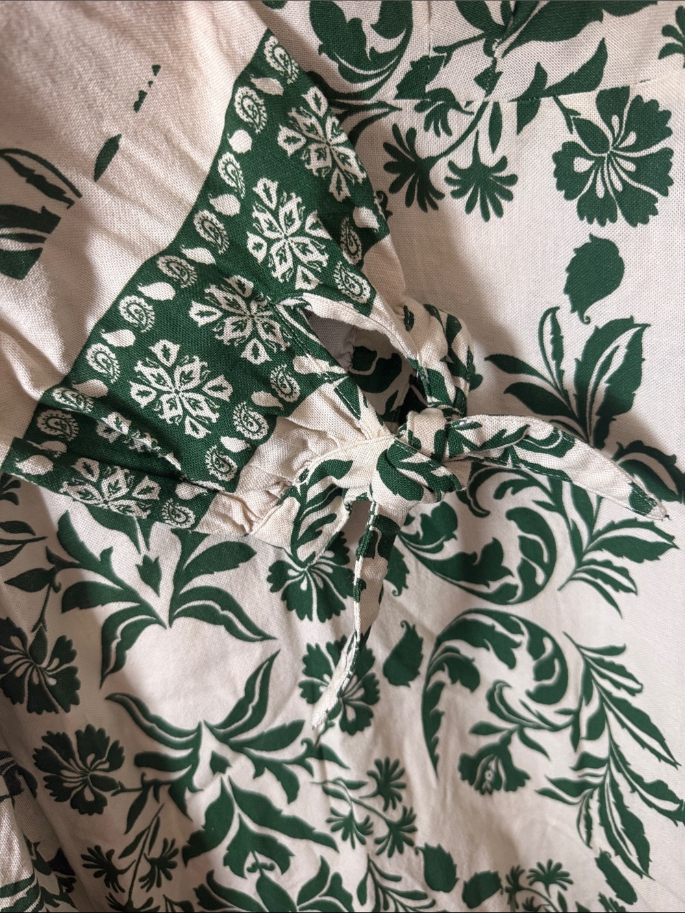 Time and Tru Cream Midi Dress with Dark Green Floral Print - Picture 2 of 3